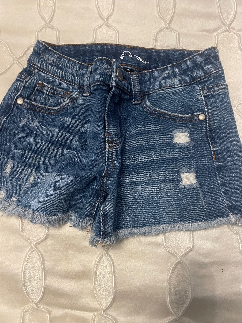 art class Distressed Blue Denim Jean Shorts